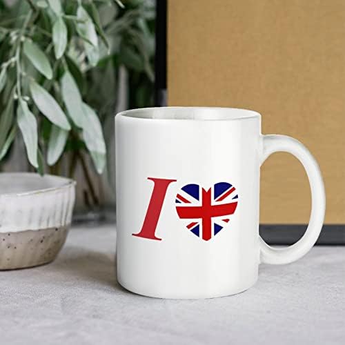 I Love UK Чаша с Принтом, Кафе в Чаша, Керамична Чаша за Чай, Забавен Подарък с Логото за Офис, Дом, Жени, Мъже - 11 Грама Бяло