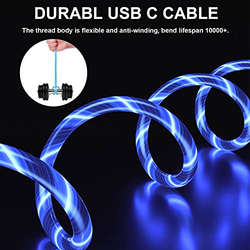 Кабел за зареждане Usb C със светлини и ключ с няколко режима на управление-с 4 led режима на подсветката видими струящийся led кабел, съвместим