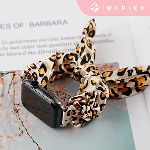 Wepikk е Съвместим с Каишка за Apple Watch, гумени ленти, Лък-пеперуда, Заячьими Уши, Тъканната Сладък Еластична гумена лента,