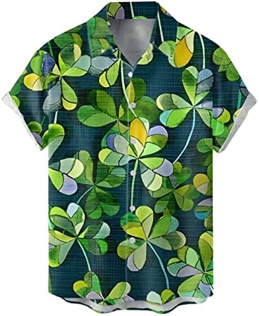 Мъжки Ризи с копчета в Деня на Св. Патрик, Ежедневни Ризи с Къс Ръкав, Зелена Забавно Графична Риза За Боулинг и Размера на Плюс