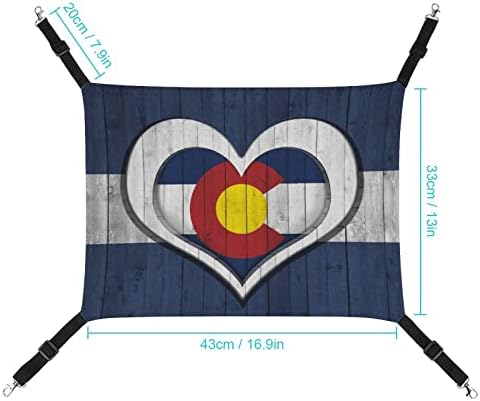 Хамак за Домашни любимци с Флага Колорадо във формата на Сърце и Дърво, Удобна Регулируема Подвесная Легло за по-Малките Животни, Кучета,