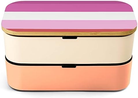 Lesbian Pride Flag Bento Lunch Box Запечатани Контейнери за храна Bento Box с 2 Отделения за Пикник в Офиса
