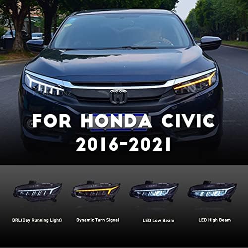 Led светлини HCmotion за Honda Civic 10-то поколение -2022 С Последователни Сигнал на Завоя, Напълно Led Главоболие Фенер За