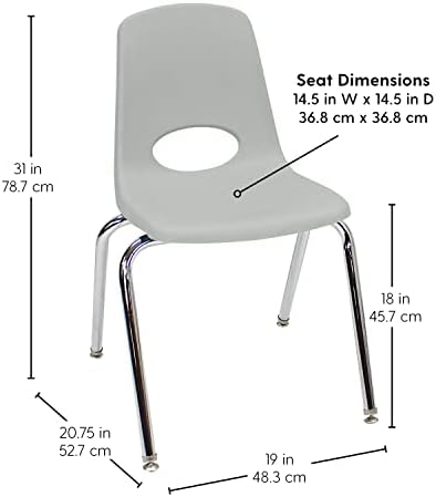 Фабрика преки партньори 10384-LG 18 School Stack Chair, Сгъване на седалката за ученици с хромирани стоманени крака и въртящи