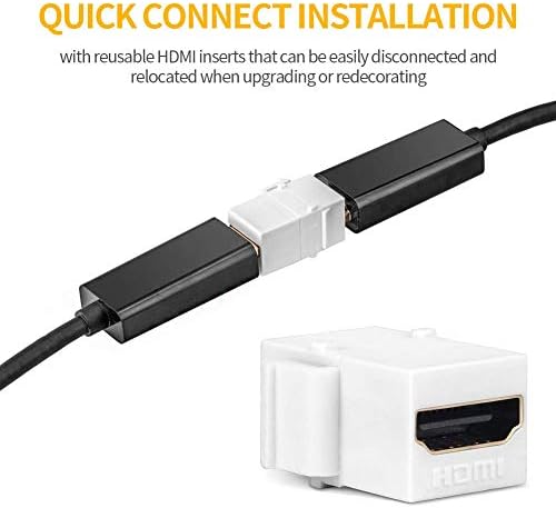 HDMI конектор Keystone Jack, PHIZLI 10 Бр., Адаптер за HDMI Keystone Insert Гнездо за свързване на до гнездото (Бял)