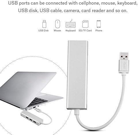 Преносим високоскоростна 3-портов хъб USB 3.0 със скорост 1 gbps мрежов адаптер RJ-45 LAN Ethernet за лаптоп