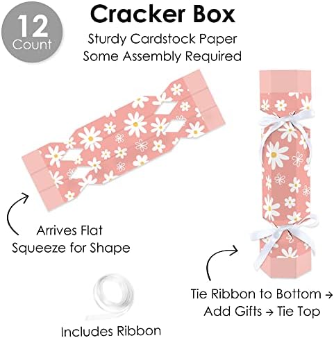 Голяма точка щастие от Розови цветове Маргаритки - Никакви Цветя за Подаръци за празника маса - Кутия за бисквити със собствените си