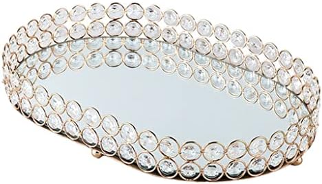 SDEWFG Златна Кутия За съхранение на Бижута Тава Стъклена Mirror Crystal Козметични Органайзер За Грим Стойка за Декорация на Дома Тенис на