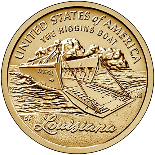 2023 P, D American Innovation Луизиана Лодка Хигинс - Монета от 1 долар - Комплект монети P и D 2 долара на Монетния двор