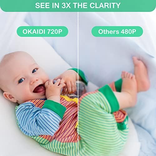 Следи бебето OKAIDI -720P 5 следи бебето с камера и звук, инфрачервено нощно виждане, батерия 5000 mah, двустранно разговор, датчик