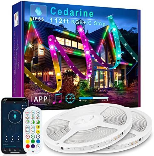 Cedarine 112 метра В Преследване на улични led ленти, Водоустойчива led лента RGB + IC IP65 с управление чрез приложение, 24 В Многоцветни