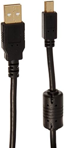 Кабел Monoprice 1,5 Фута A USB 2.0 конектор Mini-B с 5-пинов конектор 28/24AWG с ферритовым сърцевина (позлатен) (105446), черен