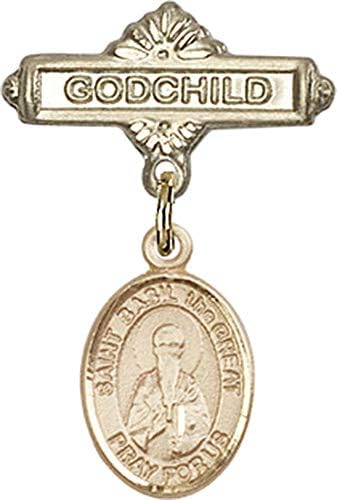 Детски икона ReligiousObsession със златен пълнеж с Амулет Св. Василий Велики и Игла за икона Кръщелник