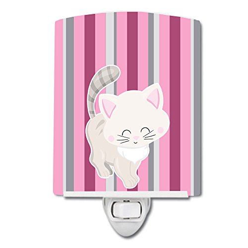 Керамични лека нощ Carolin's Treasures BB6878CNL Kitten Cat Розово-сив цвят, Компактен, сертифициран UL, идеални за спални, баня,