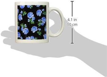3. Нанесете Елегантен и стилен цветя модел от тъмно-сини рози елегантни стилни черни кръгчета (mug_56630_1)