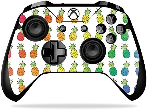 Кожата MightySkins, съвместим с контролера на Microsoft Xbox One X - Rainbow Pineapples | Защитен, здрав и уникален винил калъф
