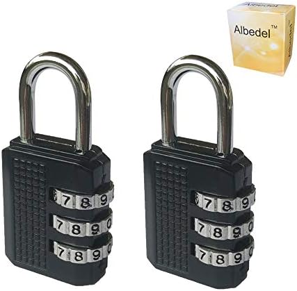 Albedel 2 x Черен Сбрасываемый 3-Цифрен Кодекс Брава с Кодова Ключалка за Куфар за Багаж, Пътни Раница, Багаж