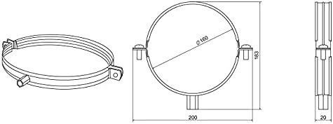 Скоба за вентилационна тръба H & C Ø 6 инча / 160 мм Диаметър на маркуча с гумени вложки – Скоба за монтиране на въздуховод ОВК