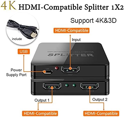 PBKINKM -Съвместим 4K Сплитер 1 в 2 Изхода 1080P 3D Кабелен Адаптер TV Box PC VR-Конвертор на базата на дисплея