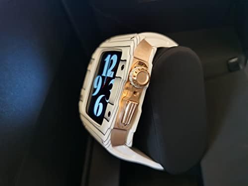 AEMALL Калъф, изработени от въглеродни влакна в спортен стил, моден комплект за Apple Watch Series 8 45 мм, лесен каишка за