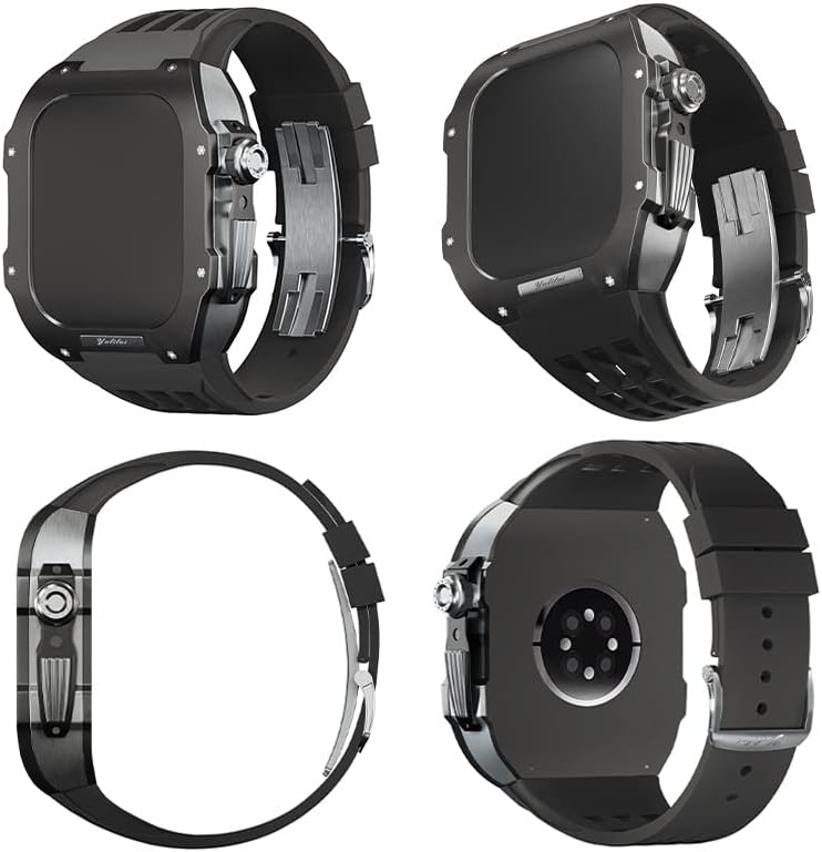 SOUMIX Луксозен каишка за часа, за Apple Watch 6/5 / SE / 4 серия, титанов корпус + фторопластовый луксозен каишка за часовник