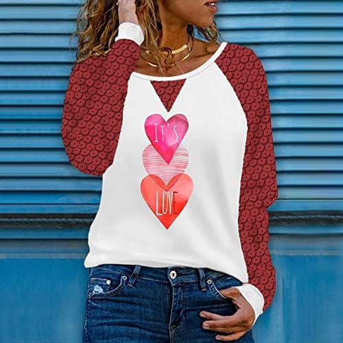 Тениска с изображение на сърцето: обичам те, Дамски Блузи С Дълъг Ръкав, Лейси Лоскутная Туника, Тениски, Скъпа Блуза В Свети
