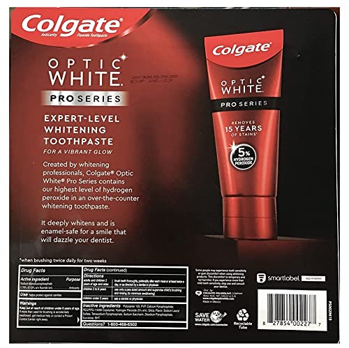 Colgate Optic Бяла паста за зъби Pro Series за защита от петна 3,3 унции (опаковка от 4 броя)