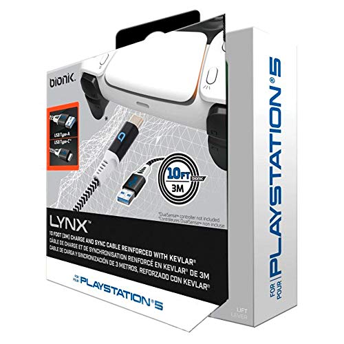 Bionik Lynx: 10-Крак кабел премиум-клас Type-C за PlayStation 5 - Устойчив на запутыванию, подсилени с кевлар