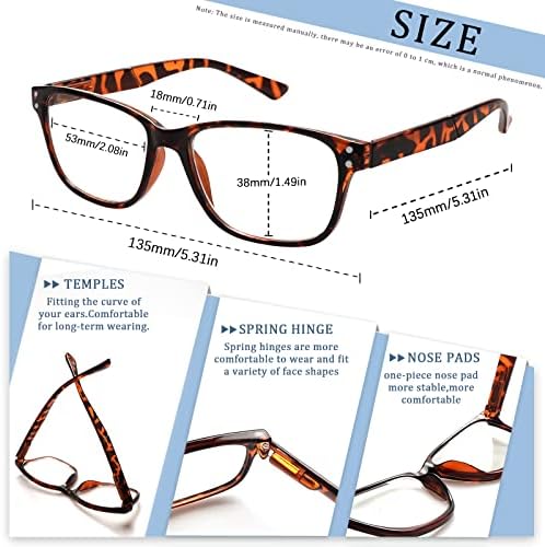 COJWIS 6 опаковки Синьо-Екранировка на Очила за четене, за Жени и Мъже, Компютърни Ридеров, Срещу умората на очите/отблясъци с Пружинным