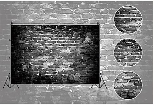 Стара Черната Тухлена Стена Фон За Снимки 10x8 фута Гръндж Мрачен Фон За Снимки с Разбити Тухлена Стена За Момичета И Момчета